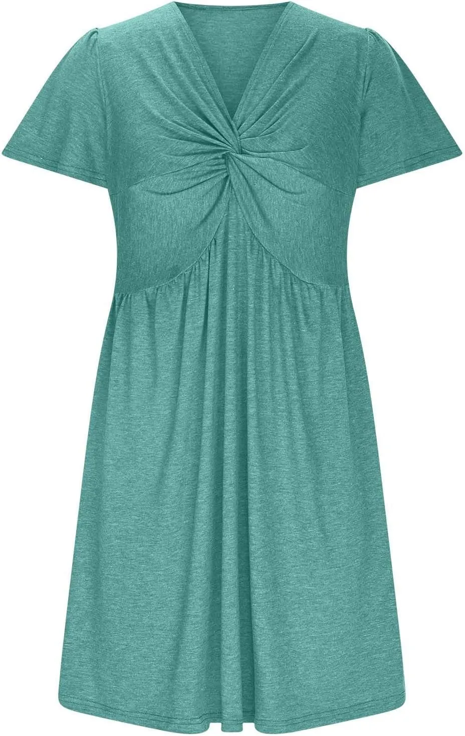 Sundresses for Women Stylish Twist Knot Wrap V Neck Sexy Party Dress Short Sleeve Summer Beach Dress A-Line Comfort