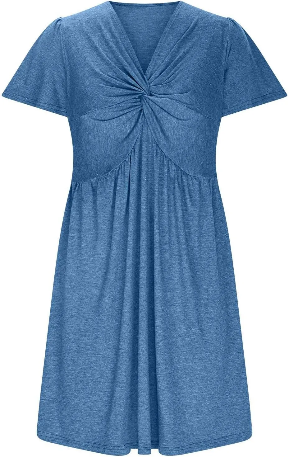Sundresses for Women Stylish Twist Knot Wrap V Neck Sexy Party Dress Short Sleeve Summer Beach Dress A-Line Comfort