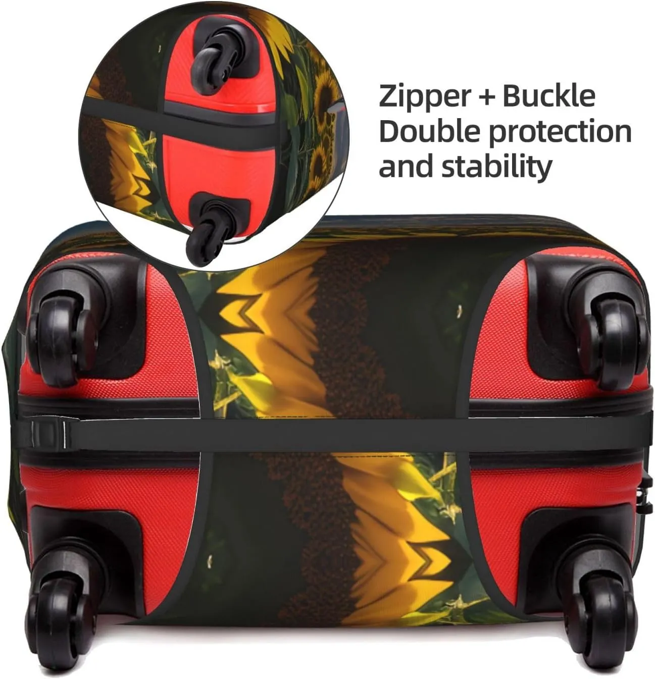 Sunflowers Sunlight Print Practical Elastic Washable Travel Luggage Cover with Concealed Zipper for Suitcases