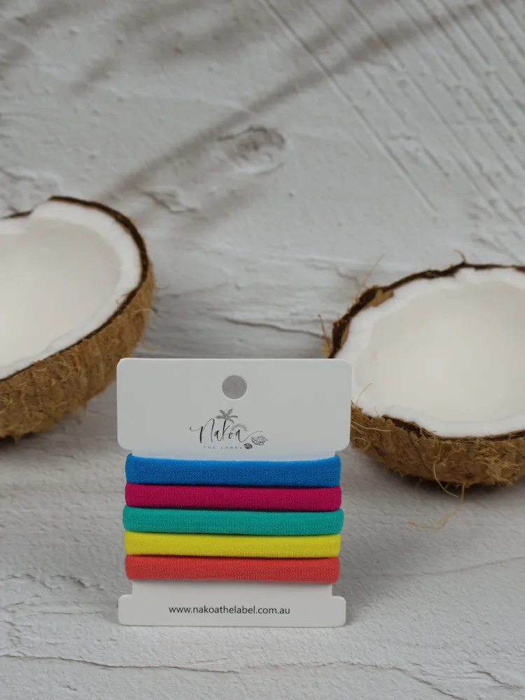 Super Stretchy Elastic Hair Ties - Set of 5 - Bright - Lollipop
