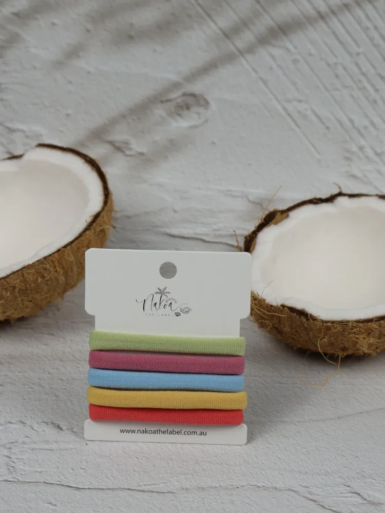 Super Stretchy Elastic Hair Ties - Set of 5 - Pastel - Donut