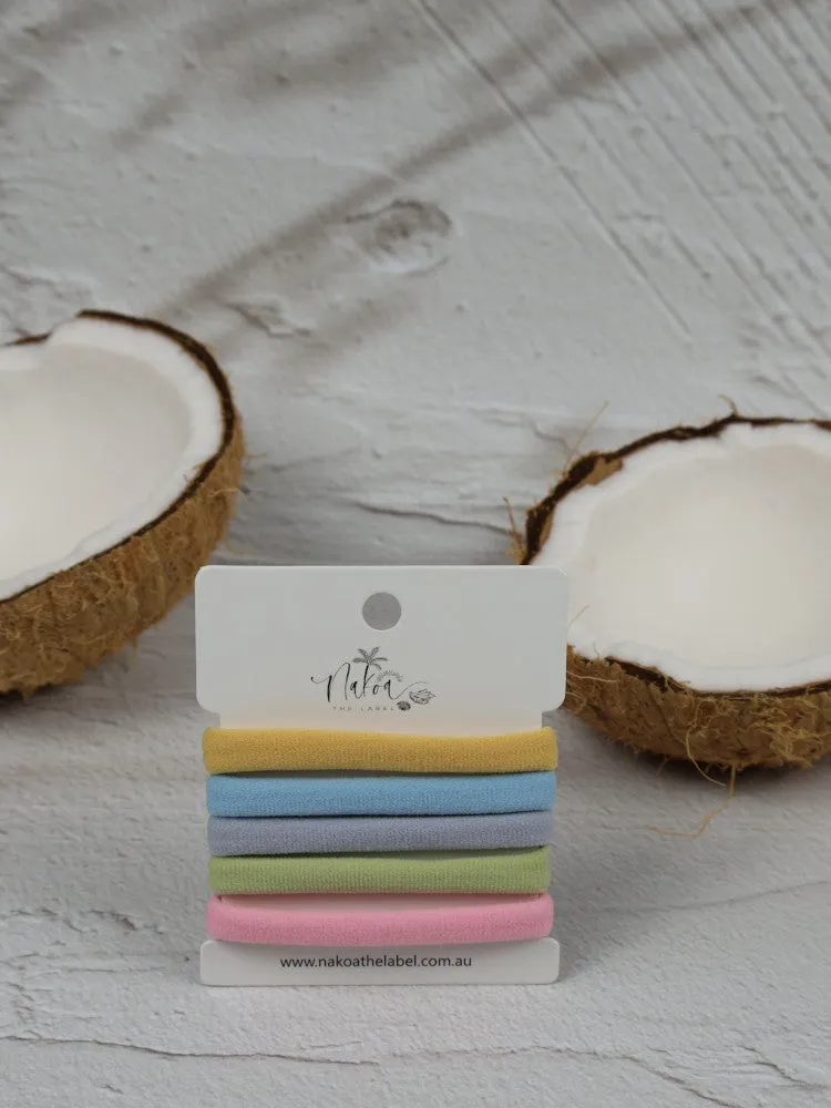 Super Stretchy Elastic Hair Ties - Set of 5 - Pastel - Fruit Salad