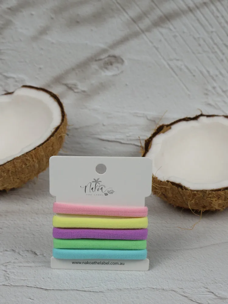 Super Stretchy Elastic Hair Ties - Set of 5 - Pastel - Ice Cream