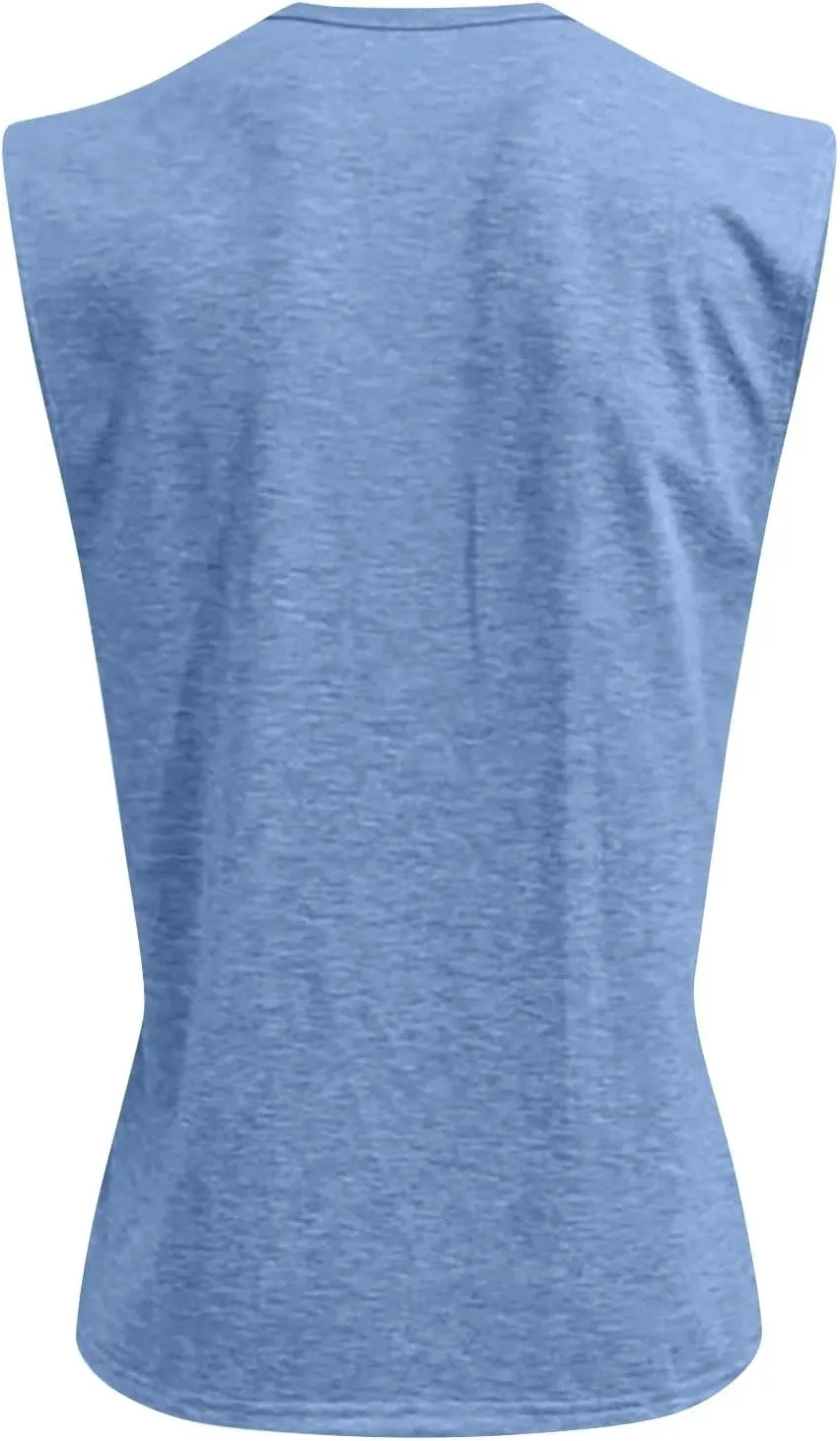 Tank Tops Men Henley Shirts for Men Sleeveless Muscle Gym Workout Running Beach Summer Vintage Button Down Tank Tops