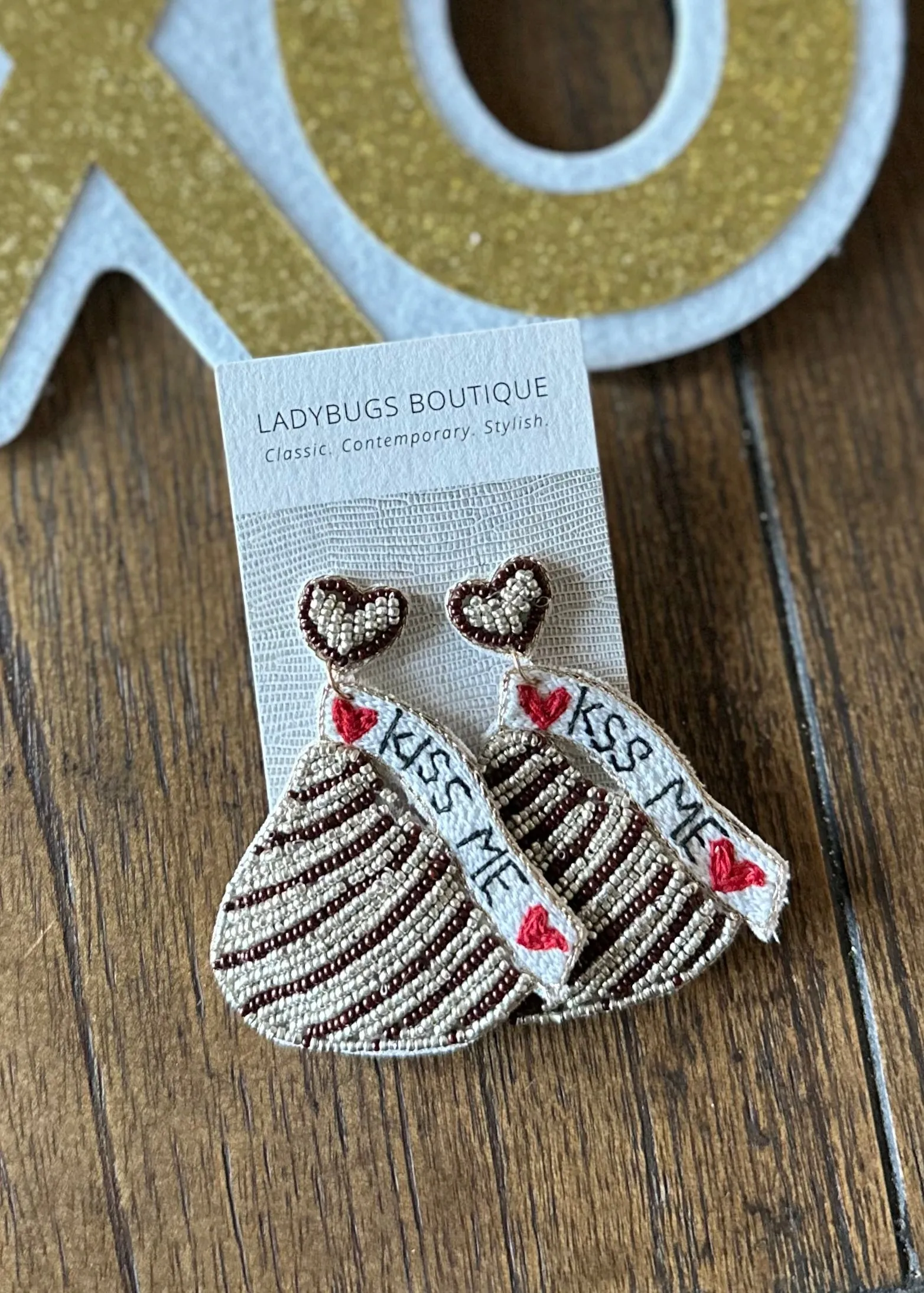 The KISS ME Chocolate Earrings