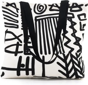 Tote Bag Aesthetic Canvas Handbags with Zipper for Women Travel Shoulder Bags Purses with compartments
