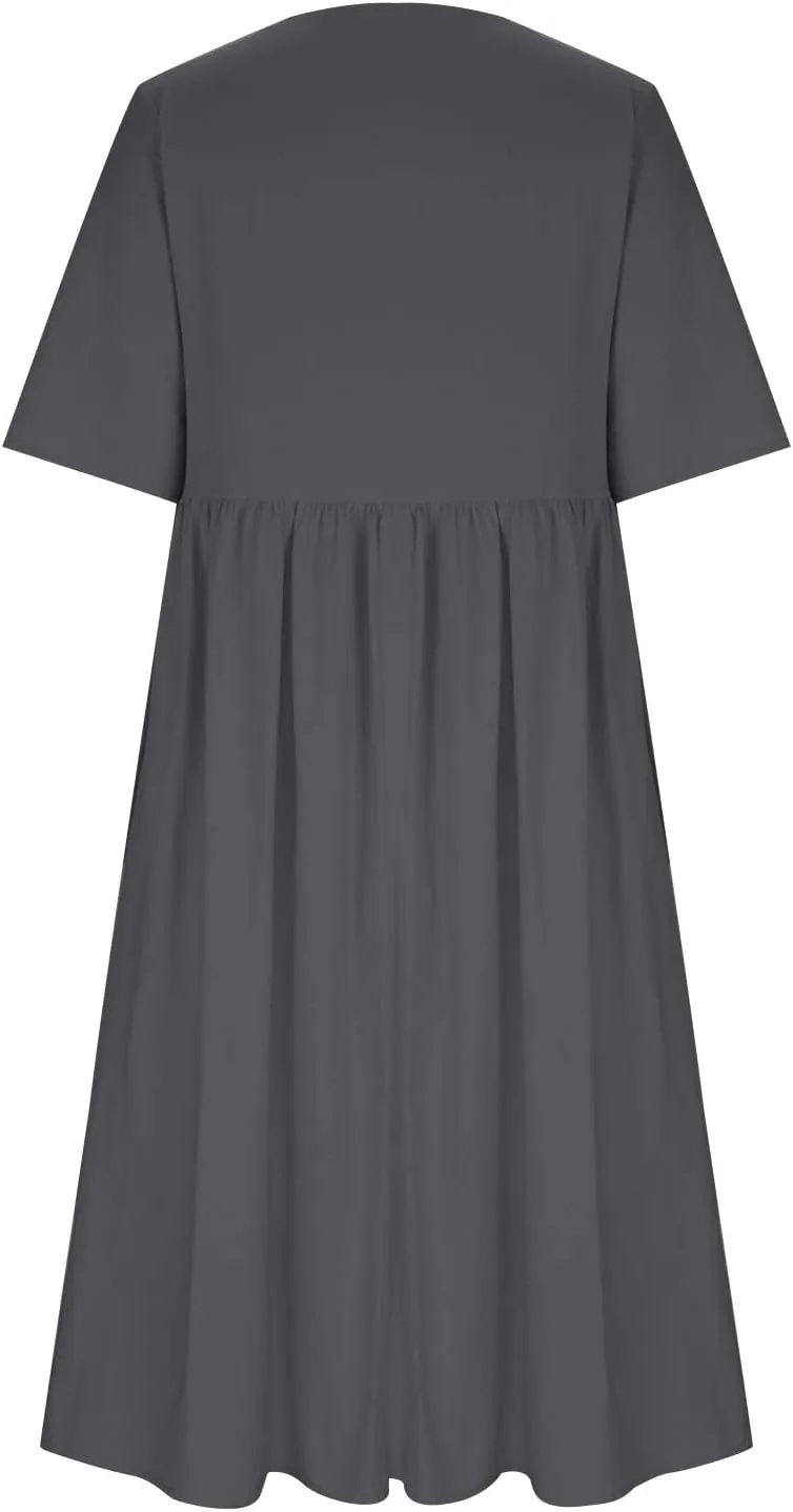Tshirt Dress for Women 2025 Casual Plus Size Summer Midi Dress Boho Floral Print Loose Flowy Long Dresses with Pockets