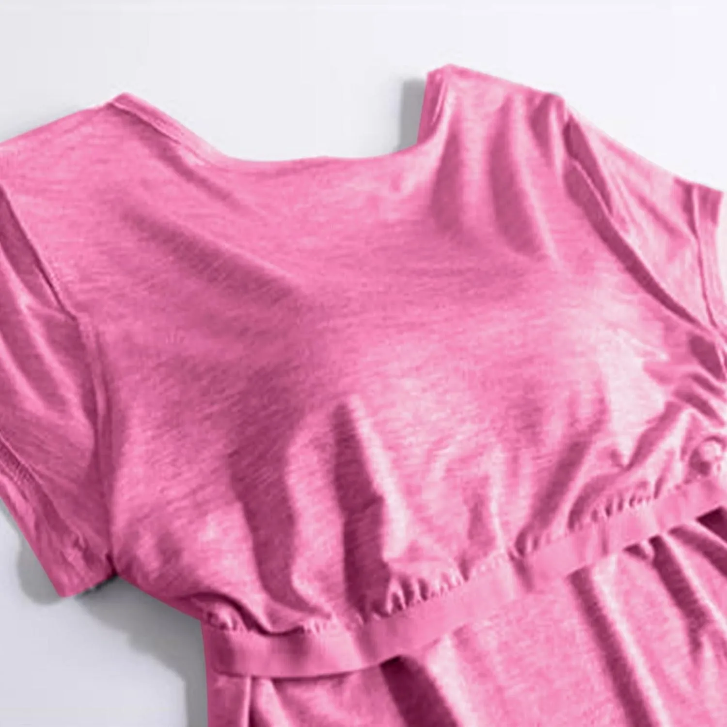Tshirt with Built in Bra for Women Short Sleeve Plus Size Modal Soft Summer Top Workout Athletic Shirt for Layering