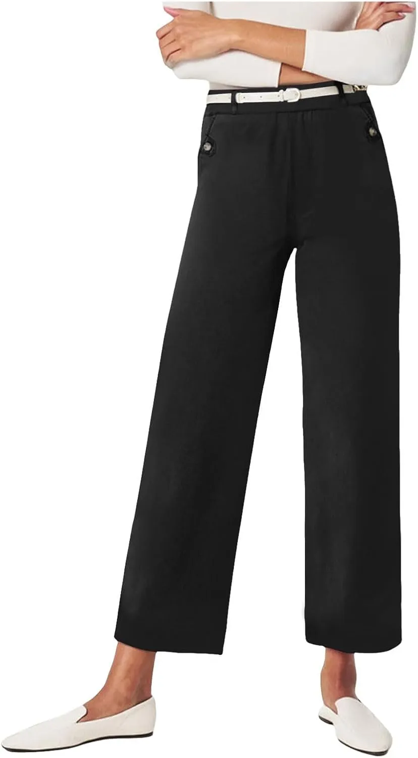 Twill Cropped Wide Leg Pant Plus Size Wide Leg Petite Crop Trousers Stretch Capri Jeans Ankle Denim Track Pants