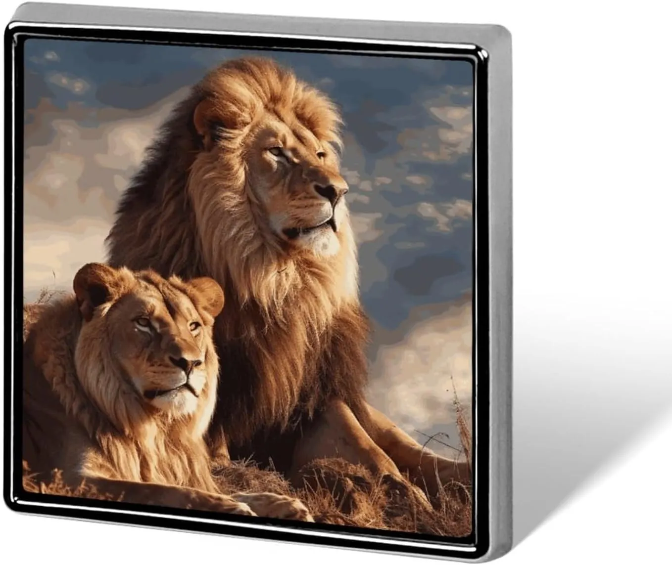 Two Lions Suit Lapel Pin Fashion Lapel Pins for Men Women for Backpacks Funny Hat Brooch Pin Personalized Bag Lapel Badge Metal Novelty Buttons & Pins (Square)