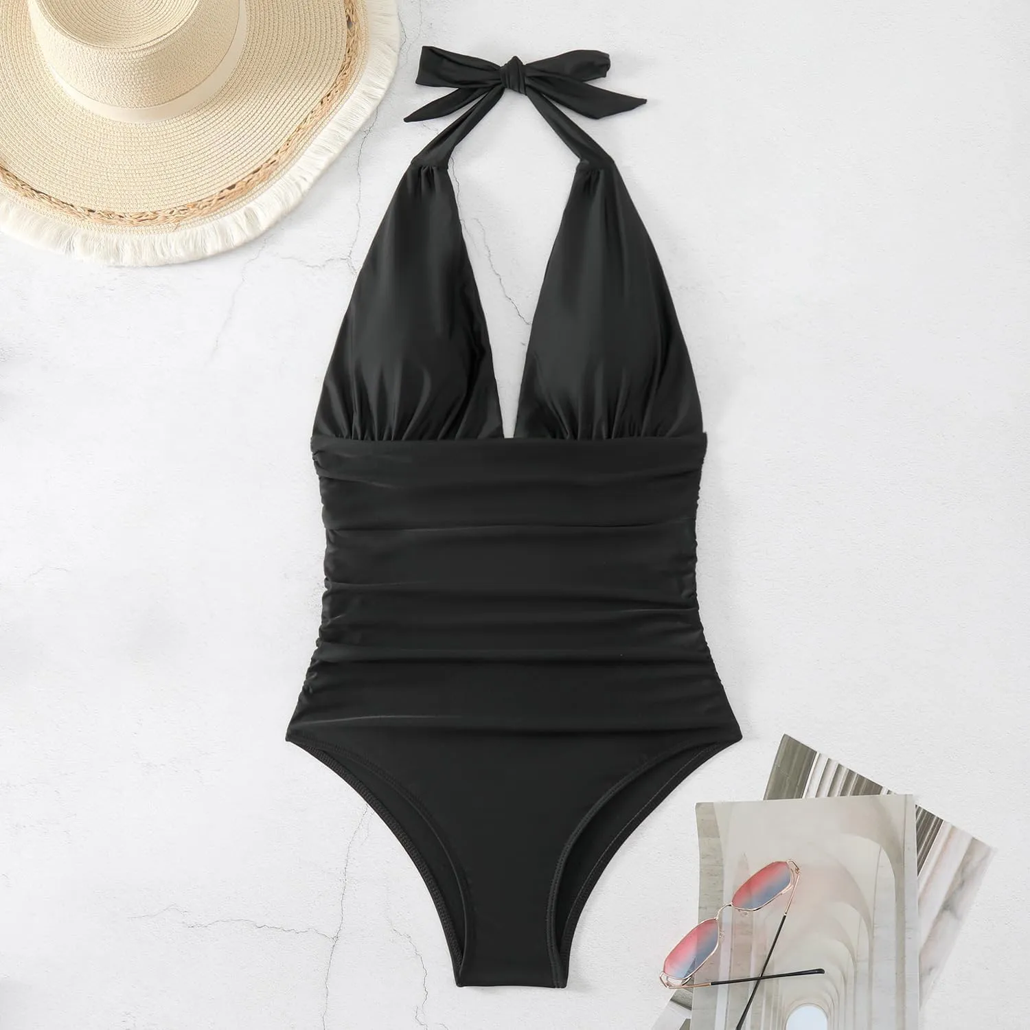 UOQAPRE Women Swimsuit with Cover Up Sporlike One Piece Vintage Wrap Sarong Monokini Bikini Swimsuits Tummy Control Tankini