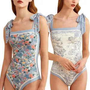 UOQAPRE Women Swimsuit with Cover Up Sporlike One Piece Vintage Wrap Sarong Monokini Bikini Swimsuits Tummy Control Tankini