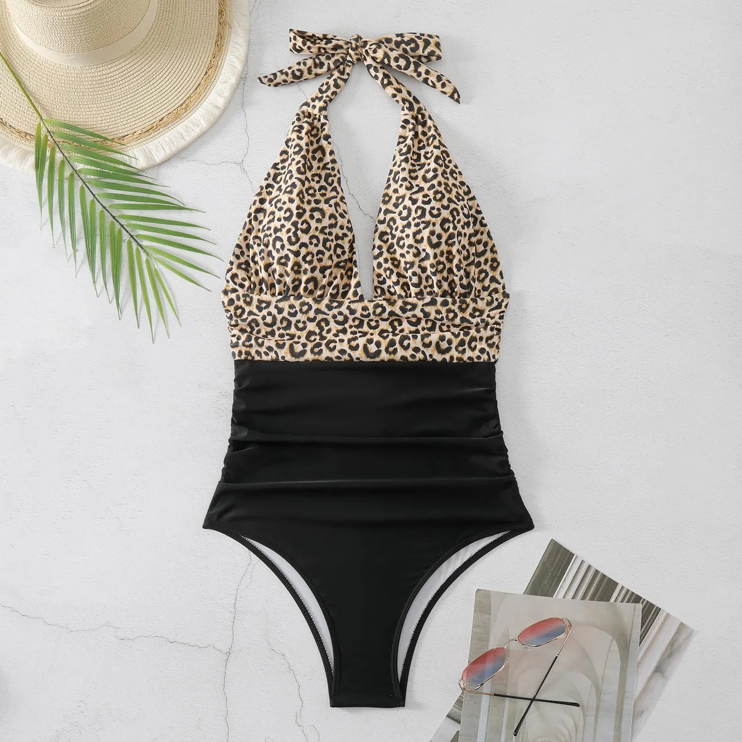 UOQAPRE Women Swimsuit with Cover Up Sporlike One Piece Vintage Wrap Sarong Monokini Bikini Swimsuits Tummy Control Tankini