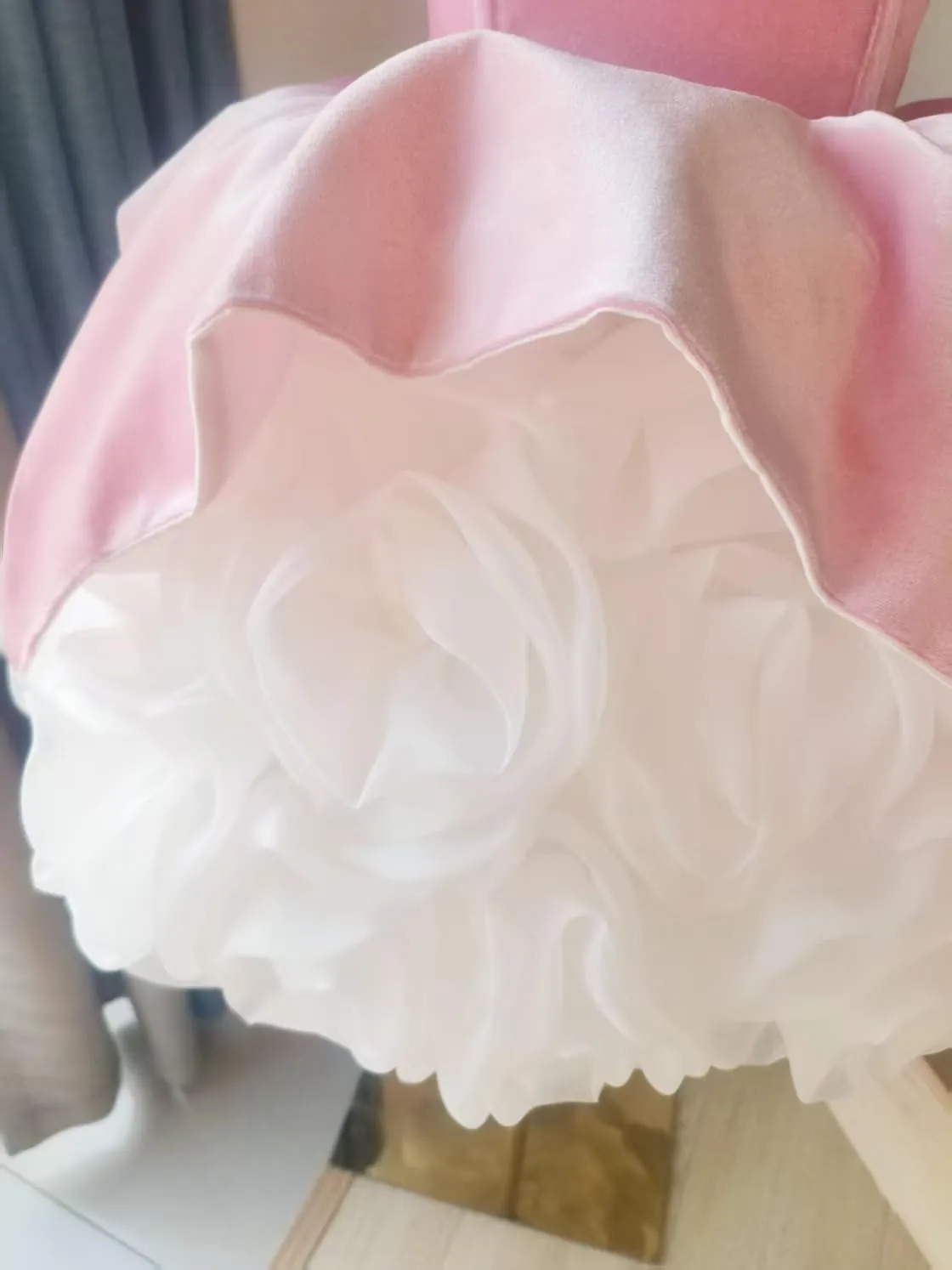 Velvet Mini Flower Girl Dress A line Floral Ruffles Girls Prom Pageant Birthday Party Dresses with Detachable Sleeves
