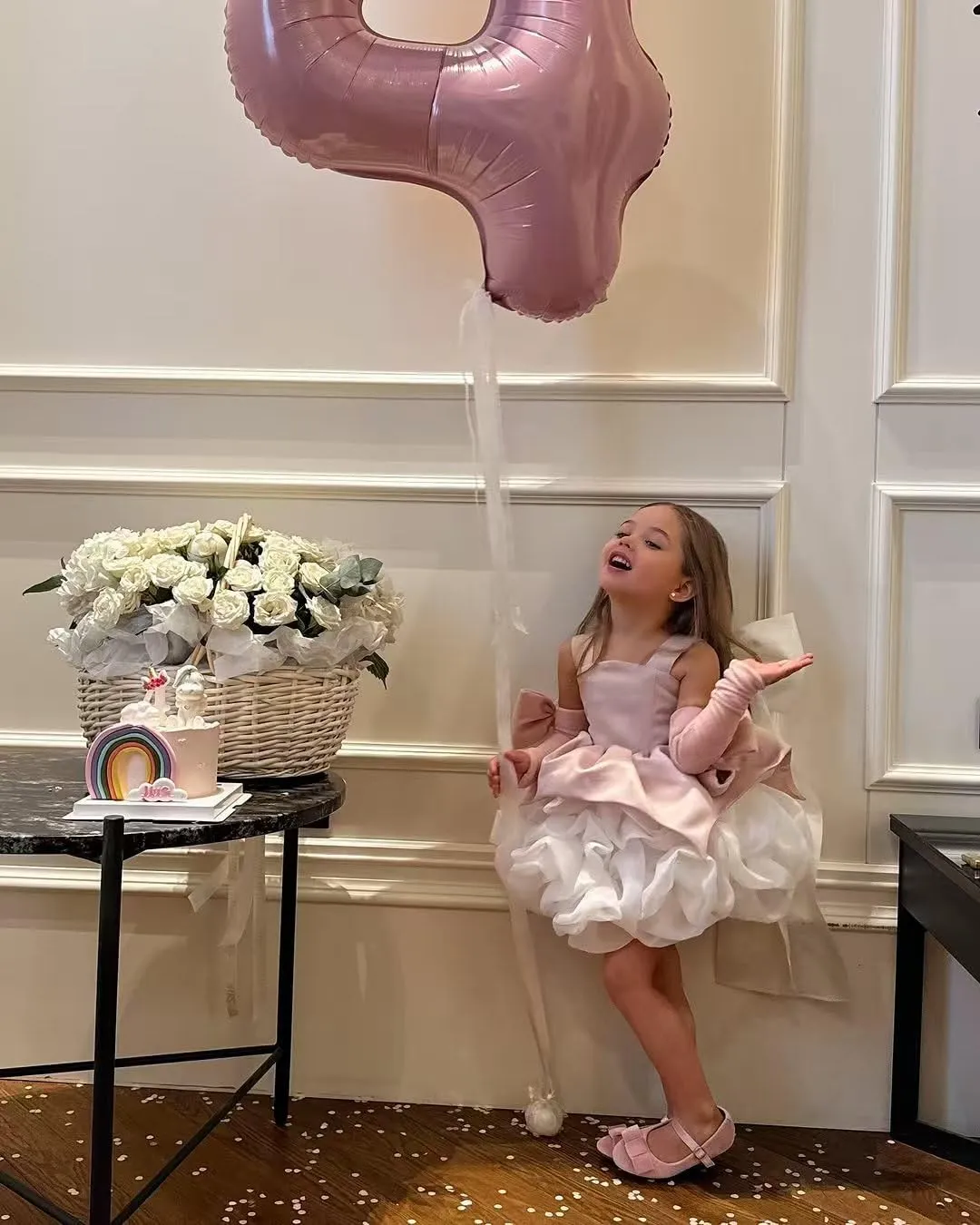 Velvet Mini Flower Girl Dress A line Floral Ruffles Girls Prom Pageant Birthday Party Dresses with Detachable Sleeves