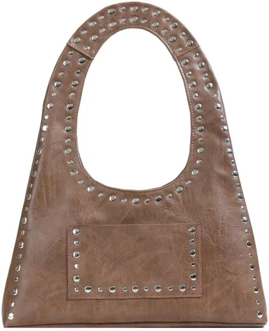 Vintage Riveted Shoulder Bag Vintage Tote Bag Studded Purses for Women Y2K Purse Stylish Hobo Bag Work Bag 2025