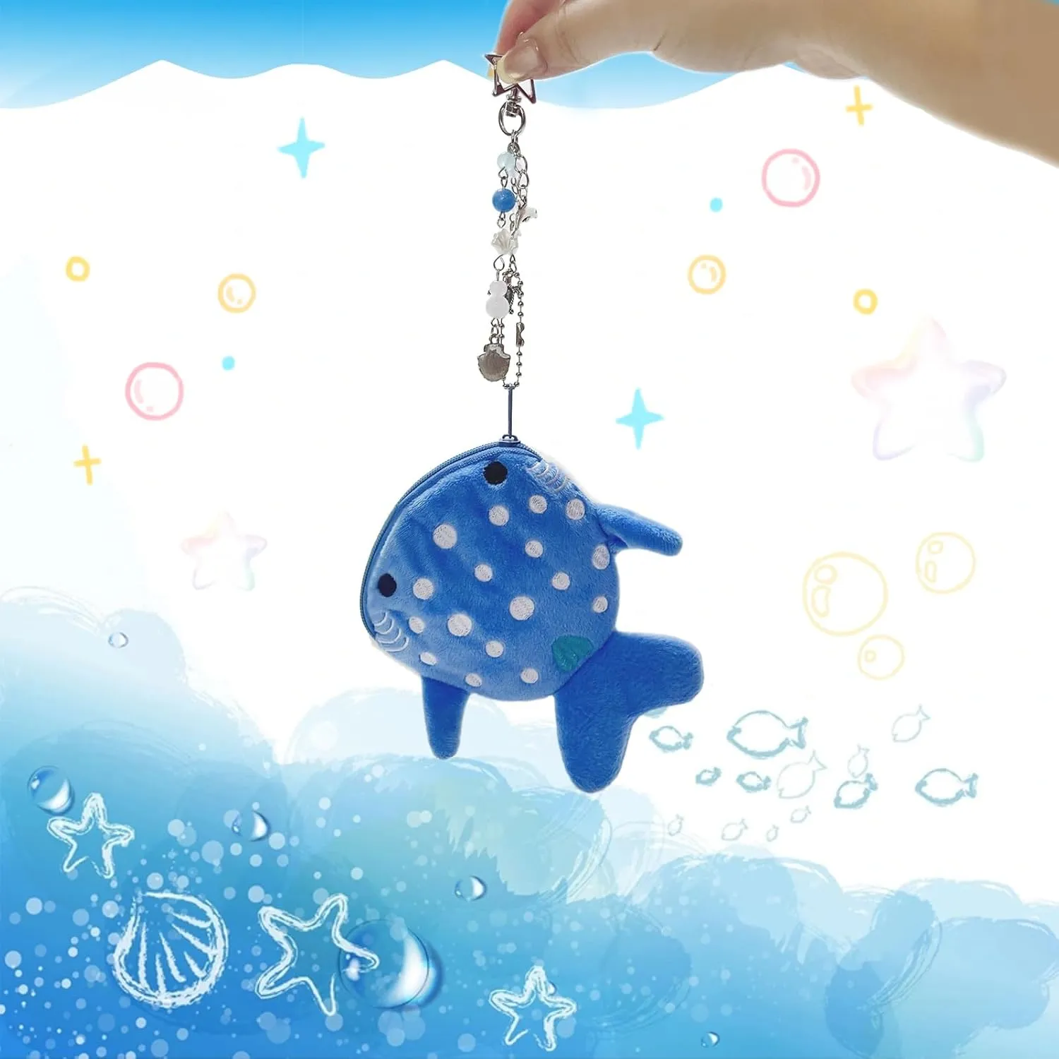 Whale Shark Coin Purse Keychain Cute Plush Keychain Coin Pouch With Zipper Plush Change Purse Bag Charm for Women