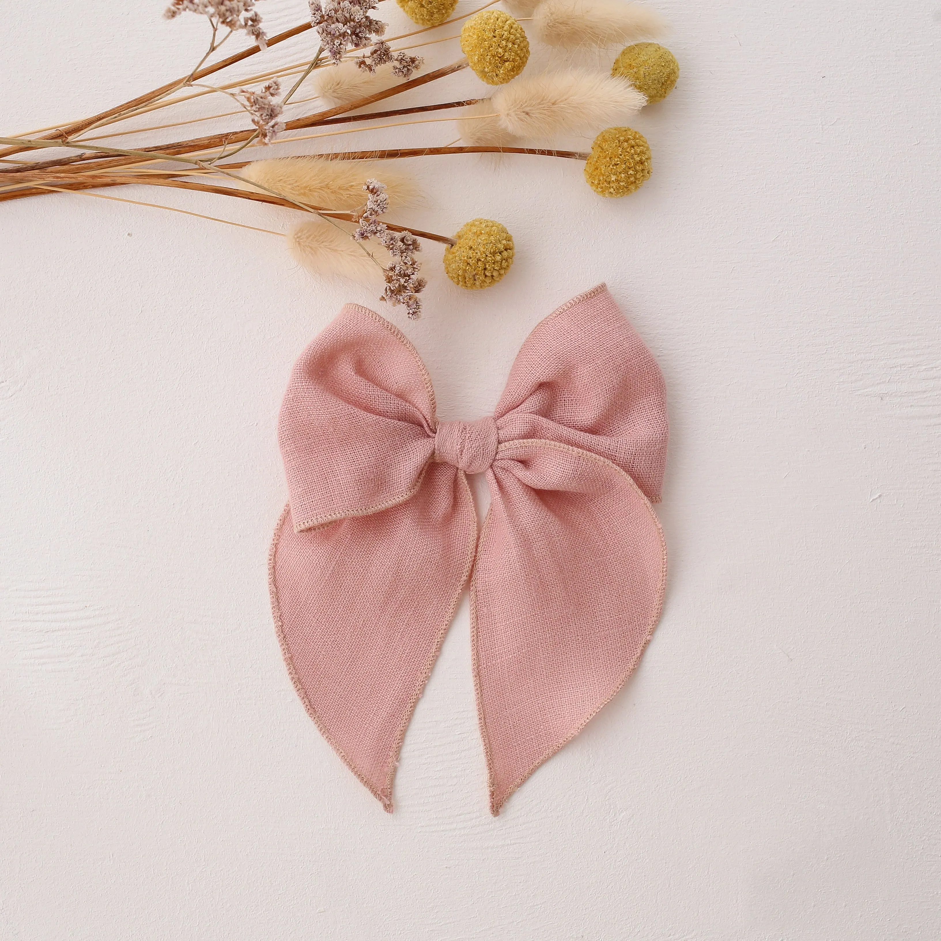 Whimsy Hair Bow in Powder Linen