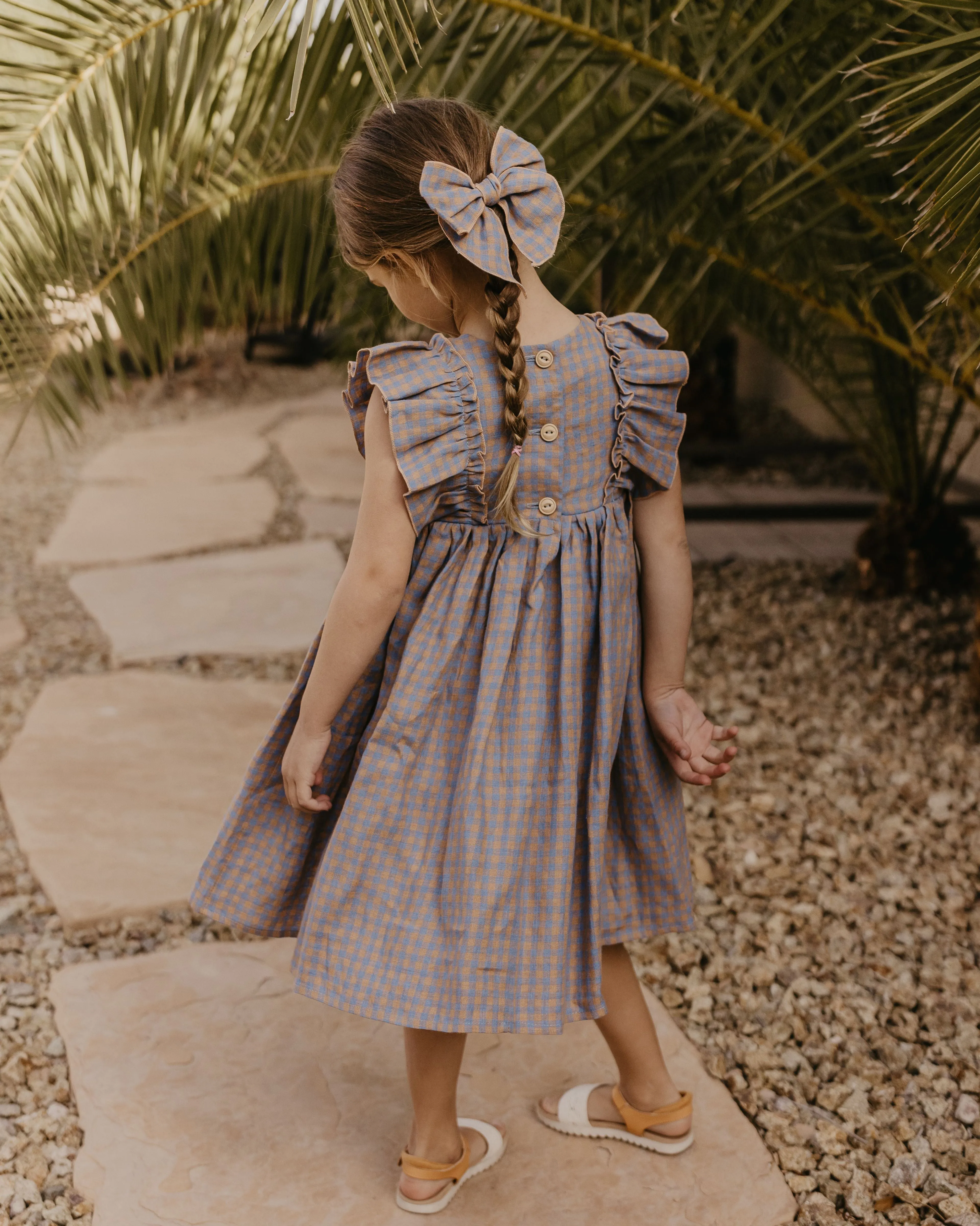 Whimsy Hair Bow in Powder Linen