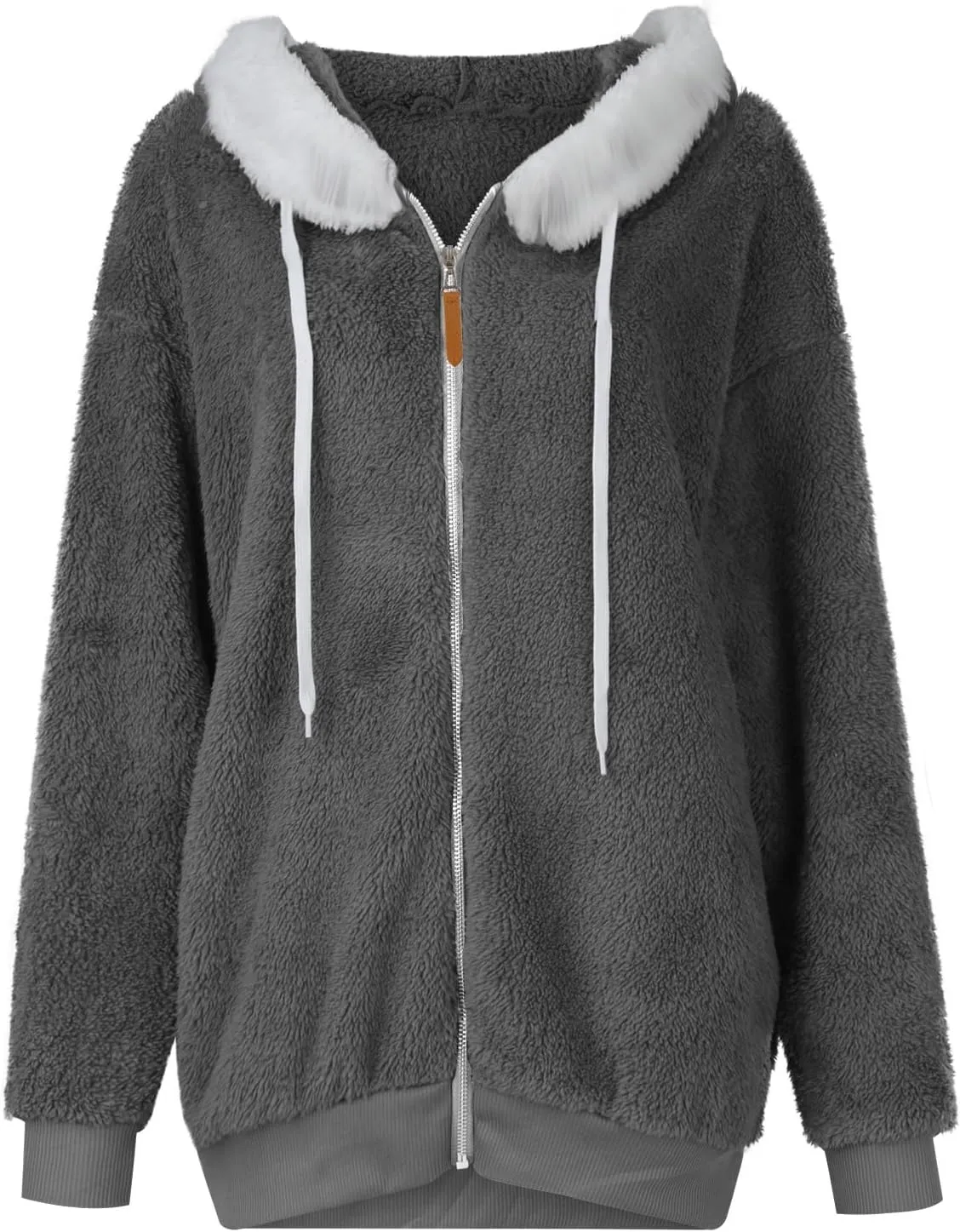 Winter Jackets for Women Full Zip Up Fuzzy Fleece Jacket Hooded Color Block Patchwork Cardigan Coats with Pockets