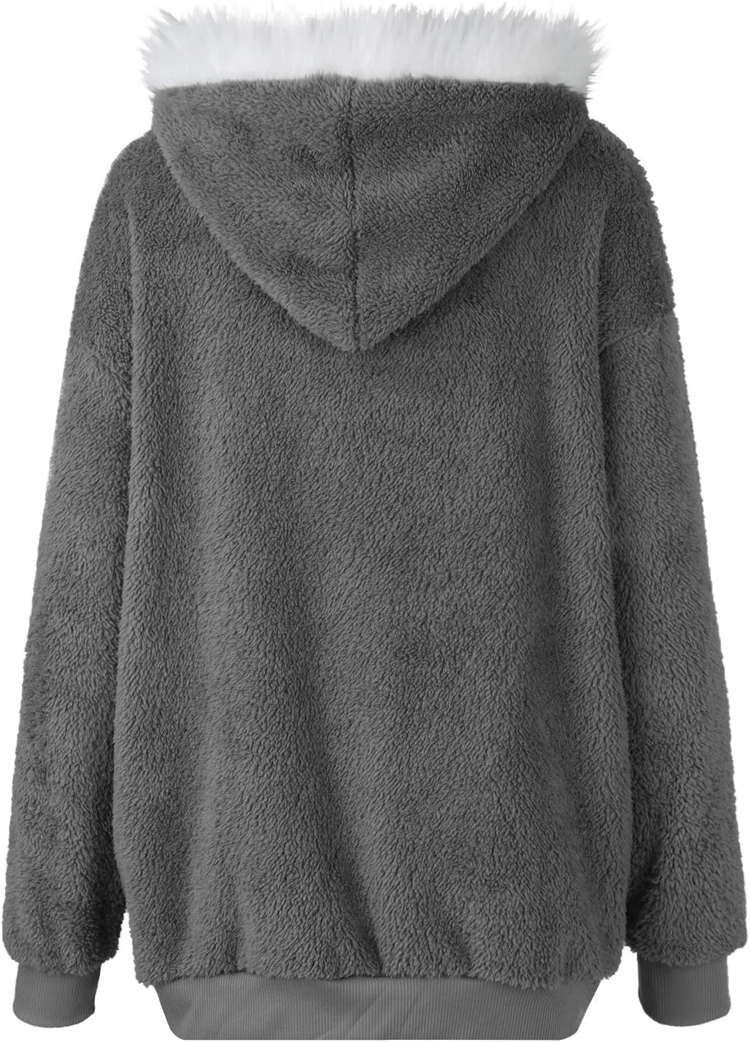 Winter Jackets for Women Full Zip Up Fuzzy Fleece Jacket Hooded Color Block Patchwork Cardigan Coats with Pockets