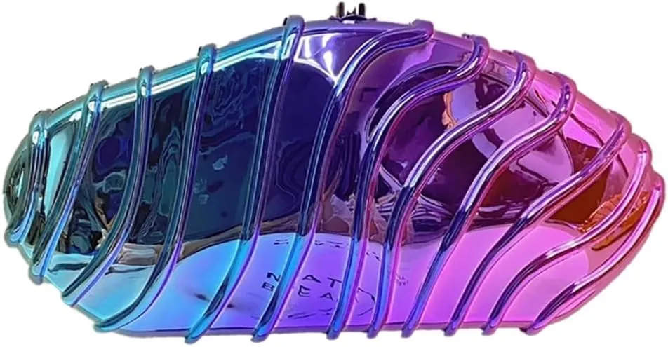 Women Acrylic Shell Clutch Purse Sparkly Metallic Evening Bag Unique Geometric Handbag Shoulder Bag for Wedding Party