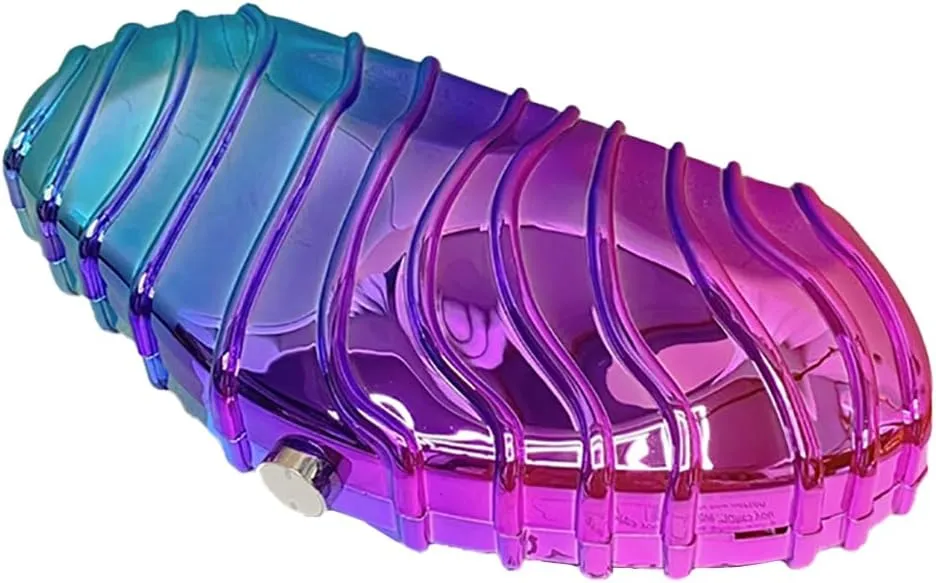Women Acrylic Shell Clutch Purse Sparkly Metallic Evening Bag Unique Geometric Handbag Shoulder Bag for Wedding Party