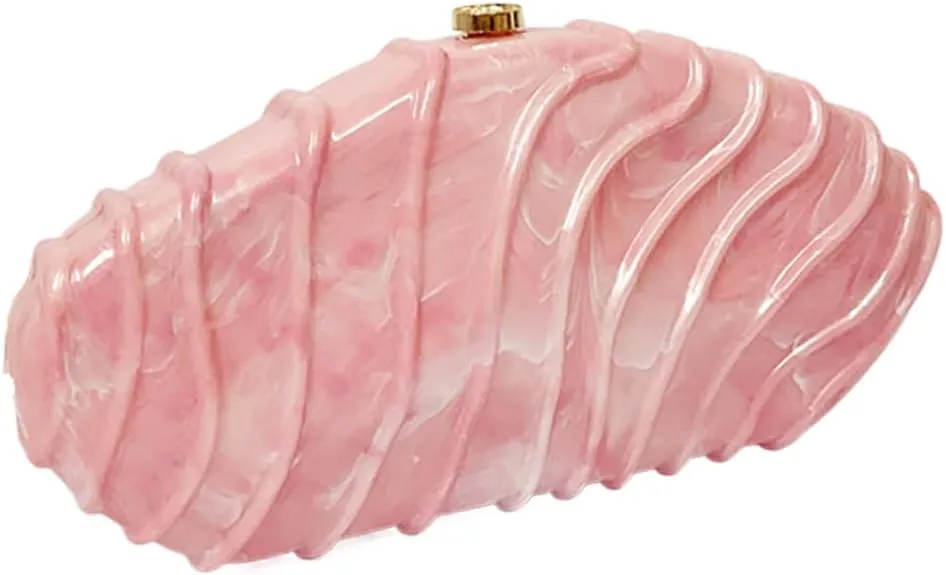 Women Acrylic Shell Clutch Purse Sparkly Metallic Evening Bag Unique Geometric Handbag Shoulder Bag for Wedding Party