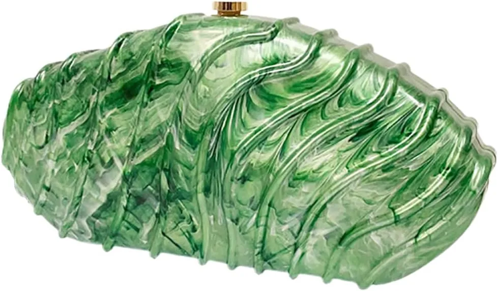 Women Acrylic Shell Clutch Purse Sparkly Metallic Evening Bag Unique Geometric Handbag Shoulder Bag for Wedding Party