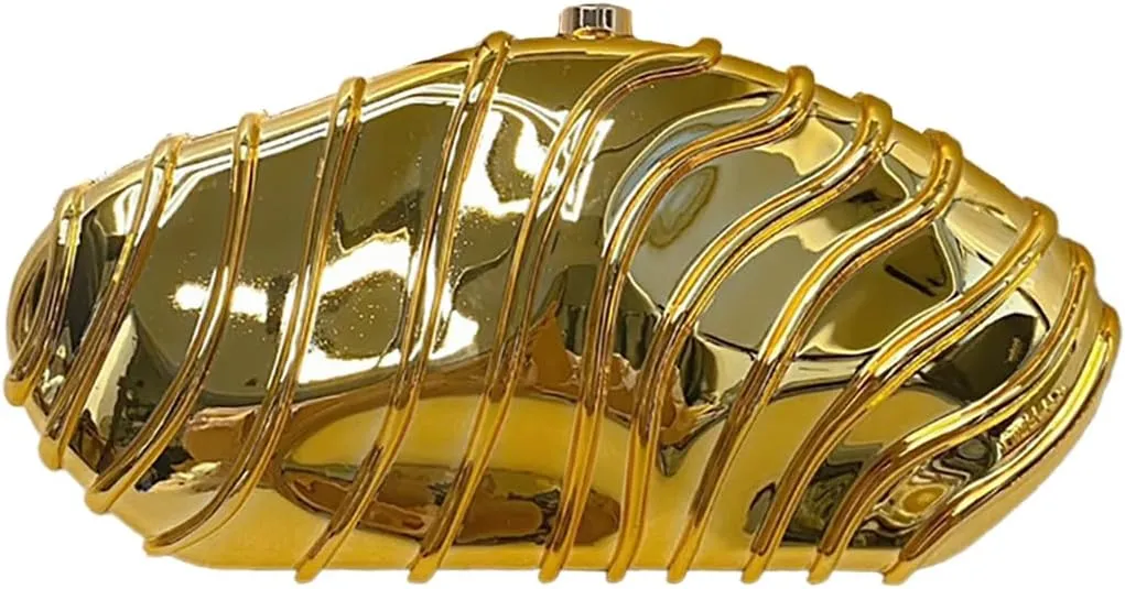Women Acrylic Shell Clutch Purse Sparkly Metallic Evening Bag Unique Geometric Handbag Shoulder Bag for Wedding Party