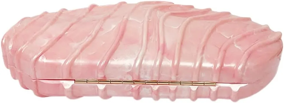 Women Acrylic Shell Clutch Purse Sparkly Metallic Evening Bag Unique Geometric Handbag Shoulder Bag for Wedding Party