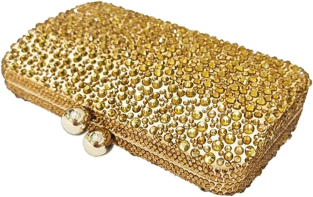 Women Bling Rhinestone Evening Bag Sparkly Diamond Clutch Handbag Ladies Wedding Purse Shoulder Bag for Prom Party