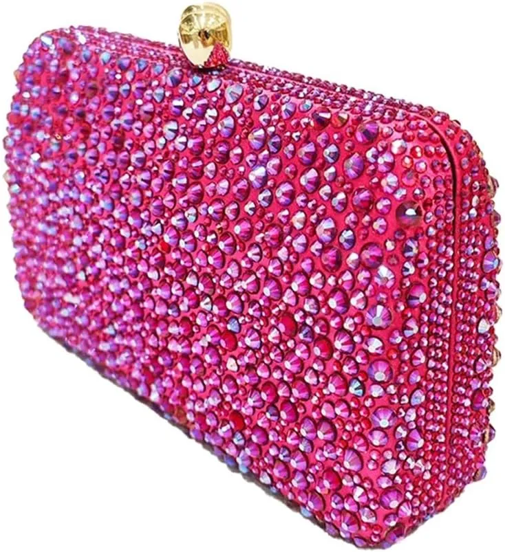 Women Bling Rhinestone Evening Bag Sparkly Diamond Clutch Handbag Ladies Wedding Purse Shoulder Bag for Prom Party