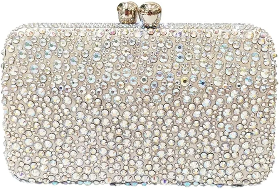 Women Bling Rhinestone Evening Bag Sparkly Diamond Clutch Handbag Ladies Wedding Purse Shoulder Bag for Prom Party