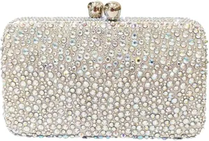 Women Bling Rhinestone Evening Bag Sparkly Diamond Clutch Handbag Ladies Wedding Purse Shoulder Bag for Prom Party
