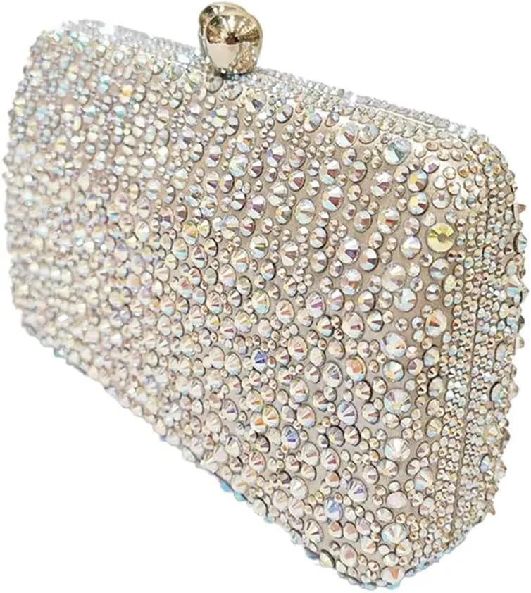 Women Bling Rhinestone Evening Bag Sparkly Diamond Clutch Handbag Ladies Wedding Purse Shoulder Bag for Prom Party