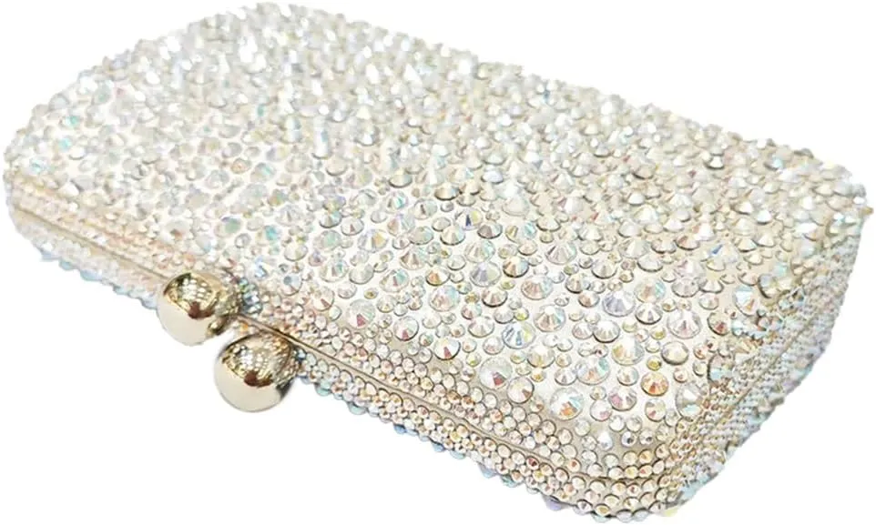 Women Bling Rhinestone Evening Bag Sparkly Diamond Clutch Handbag Ladies Wedding Purse Shoulder Bag for Prom Party