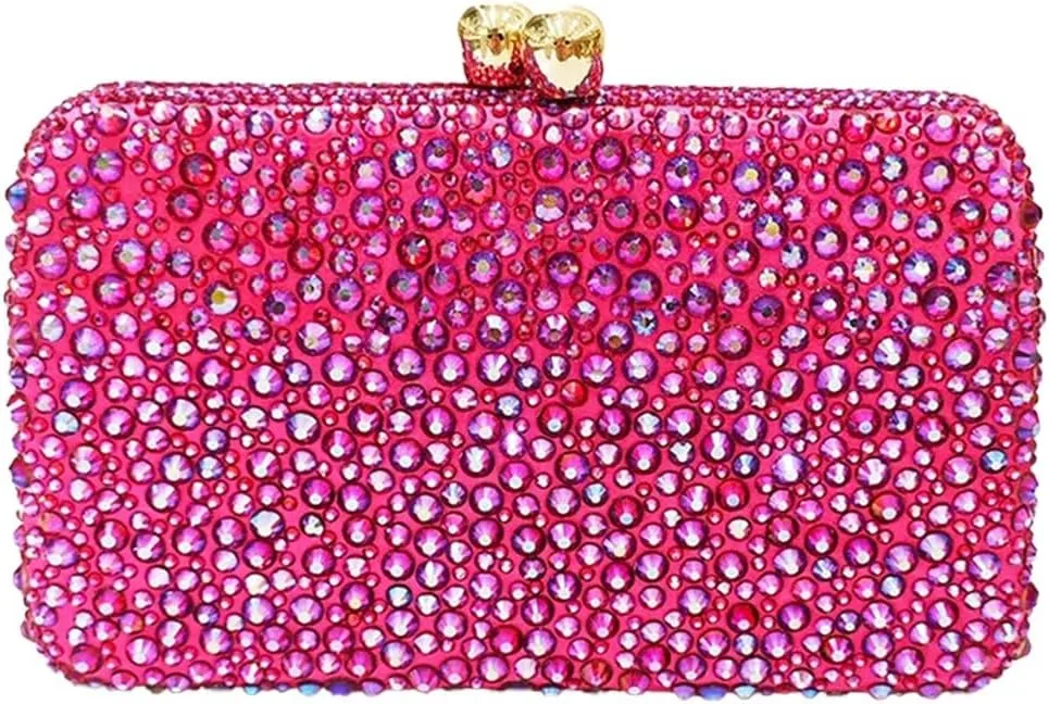 Women Bling Rhinestone Evening Bag Sparkly Diamond Clutch Handbag Ladies Wedding Purse Shoulder Bag for Prom Party