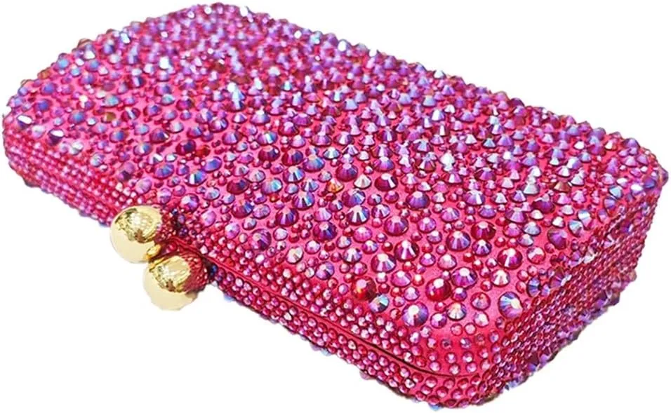 Women Bling Rhinestone Evening Bag Sparkly Diamond Clutch Handbag Ladies Wedding Purse Shoulder Bag for Prom Party
