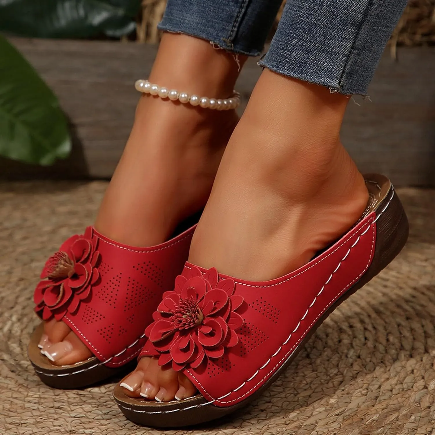 Women Comfortable Sandals Orthotic Walking Orthopedic Arch Support Sandals Open Toe Outer Wear Slippers Beach Sandals