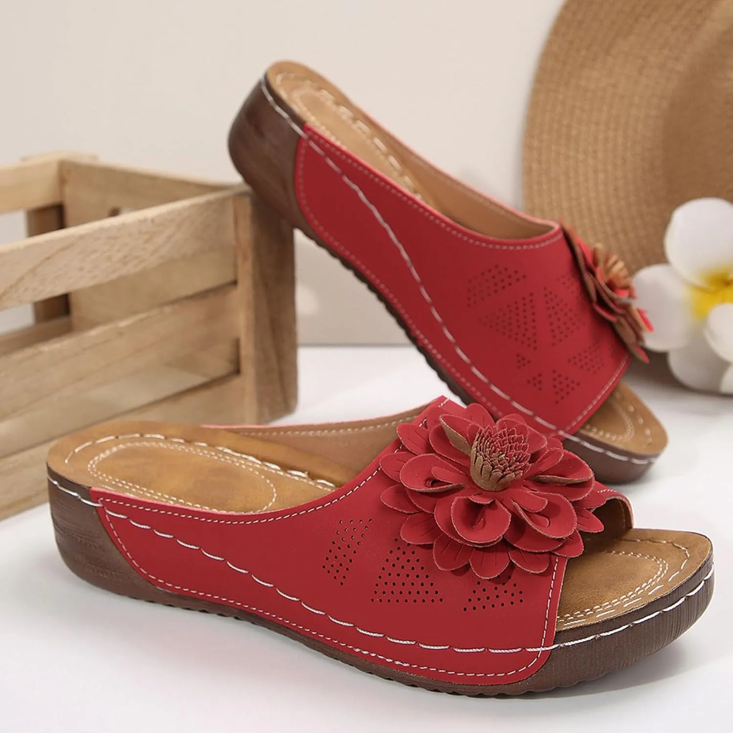 Women Comfortable Sandals Orthotic Walking Orthopedic Arch Support Sandals Open Toe Outer Wear Slippers Beach Sandals