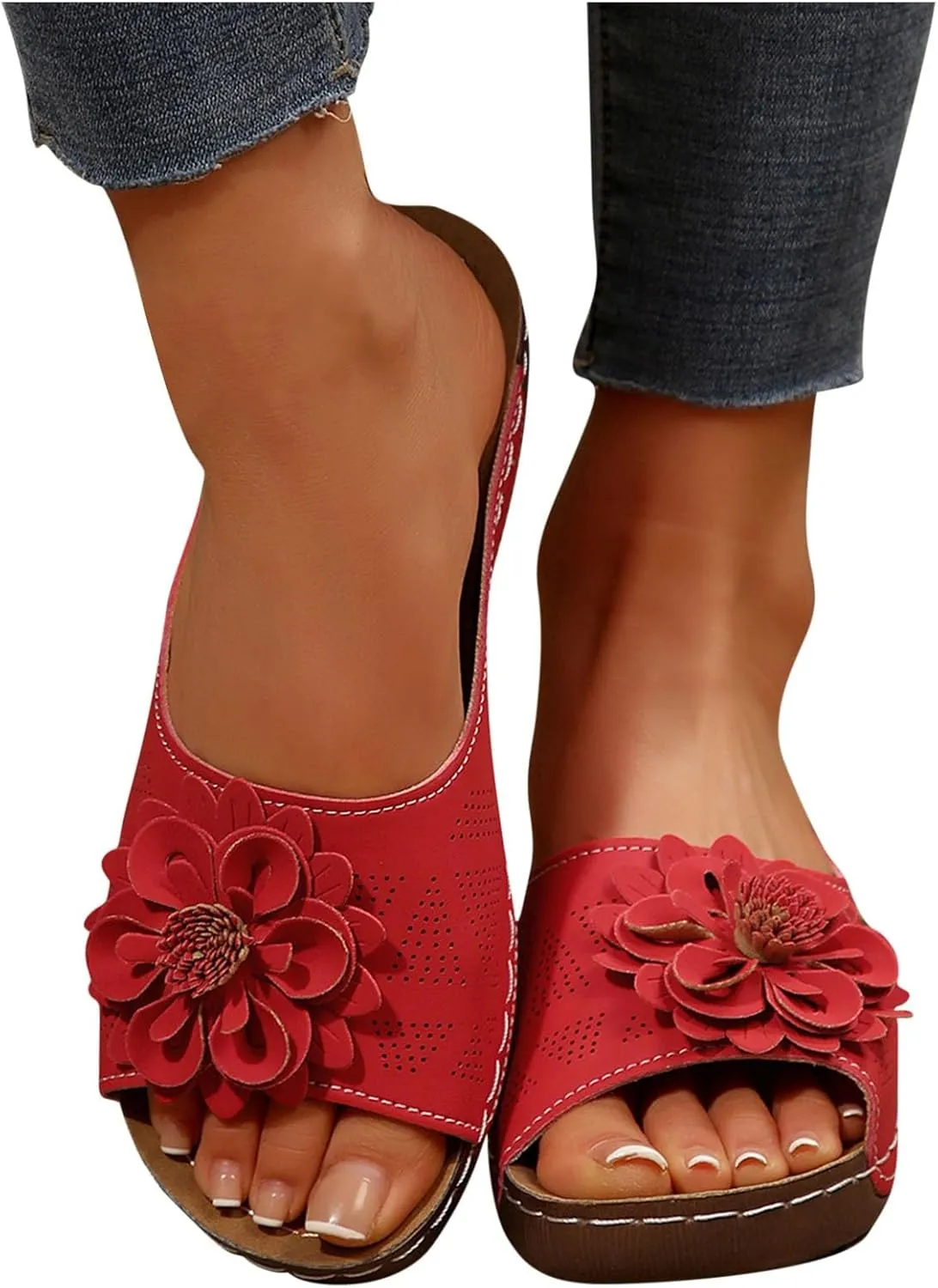 Women Comfortable Sandals Orthotic Walking Orthopedic Arch Support Sandals Open Toe Outer Wear Slippers Beach Sandals