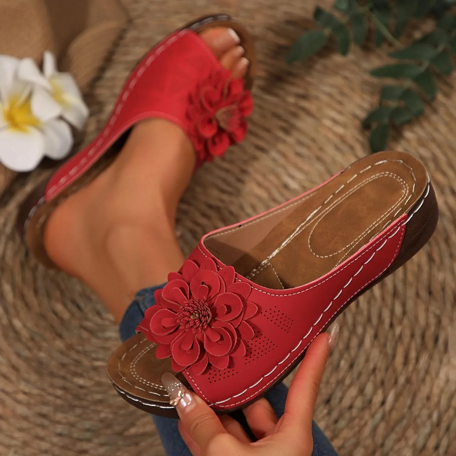 Women Comfortable Sandals Orthotic Walking Orthopedic Arch Support Sandals Open Toe Outer Wear Slippers Beach Sandals