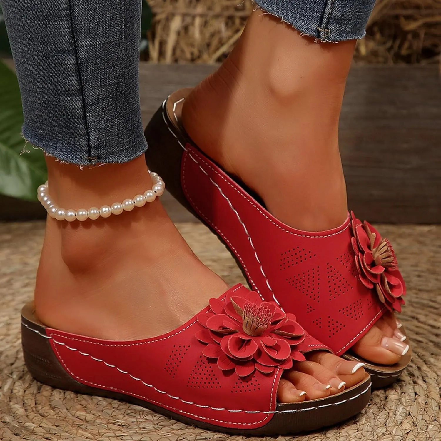 Women Comfortable Sandals Orthotic Walking Orthopedic Arch Support Sandals Open Toe Outer Wear Slippers Beach Sandals