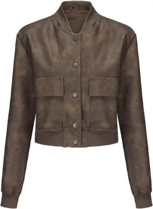 Women Faux Leather Blazer Jackets for Spring and Fall Fashion, Vegan Leather Button Down Coats, Motorcycle Jackets