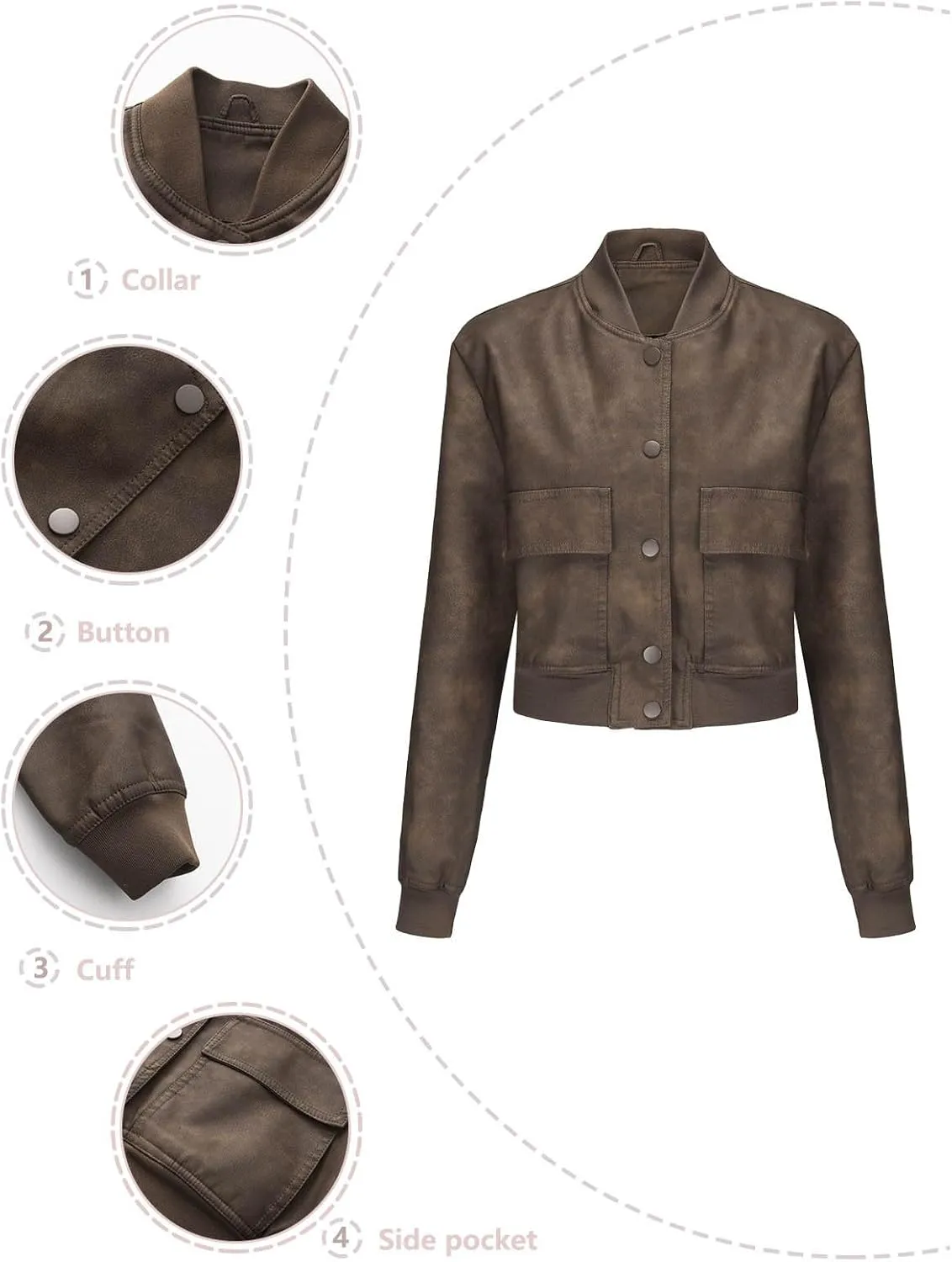 Women Faux Leather Blazer Jackets for Spring and Fall Fashion, Vegan Leather Button Down Coats, Motorcycle Jackets