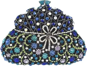 Women Flower Rhinestone Evening Bag Luxury Crystal Clutch Bag Sparkling Bride Wedding Purse Elegant Minaudiere Bag