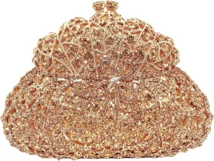 Women Flower Rhinestone Evening Bag Luxury Crystal Clutch Bag Sparkling Bride Wedding Purse Elegant Minaudiere Bag