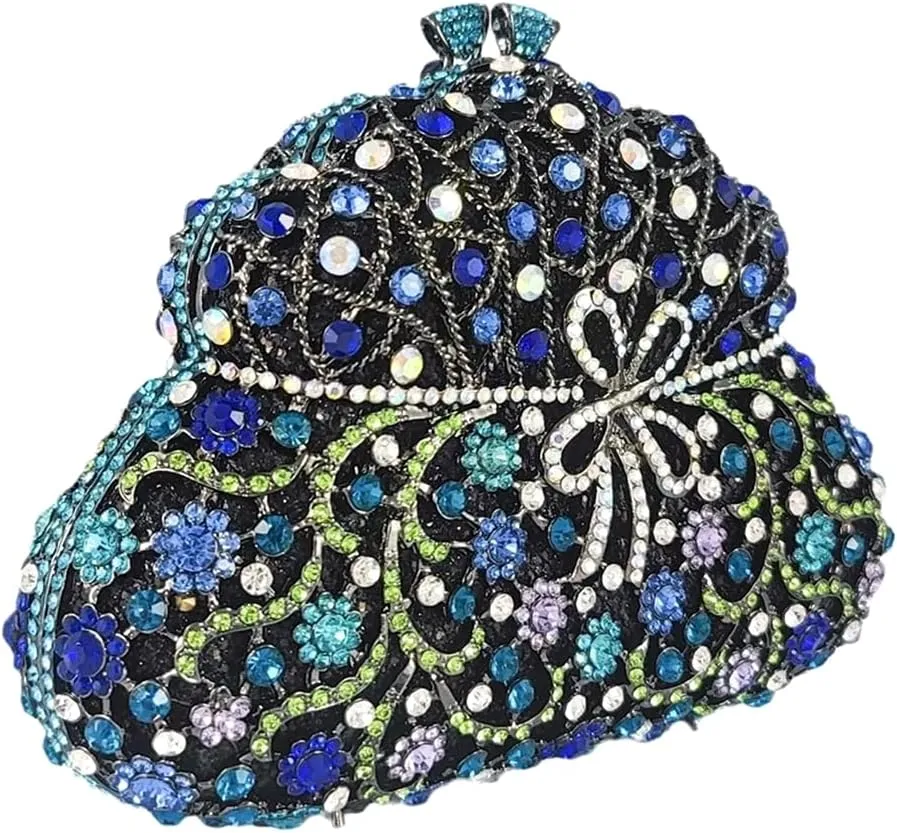 Women Flower Rhinestone Evening Bag Luxury Crystal Clutch Bag Sparkling Bride Wedding Purse Elegant Minaudiere Bag