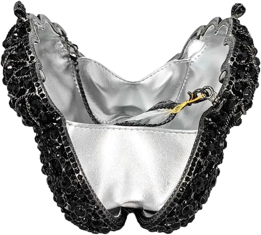 Women Flower Rhinestone Evening Bag Luxury Crystal Clutch Bag Sparkling Bride Wedding Purse Elegant Minaudiere Bag